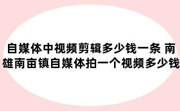自媒体中视频剪辑多少钱一条 南雄南亩镇自媒体拍一个视频多少钱